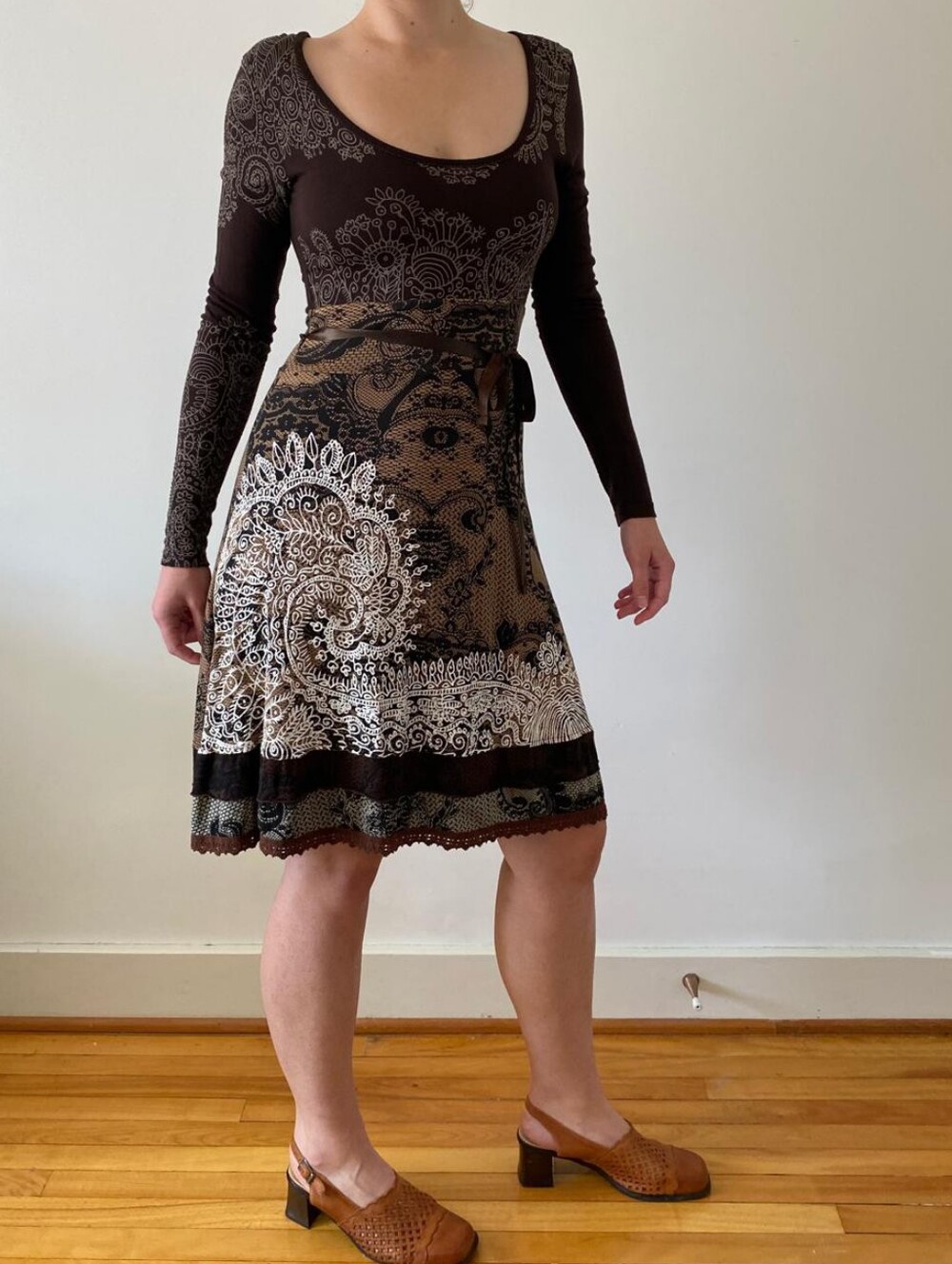 Desigual Brown Funky Casual Knee Length Dress